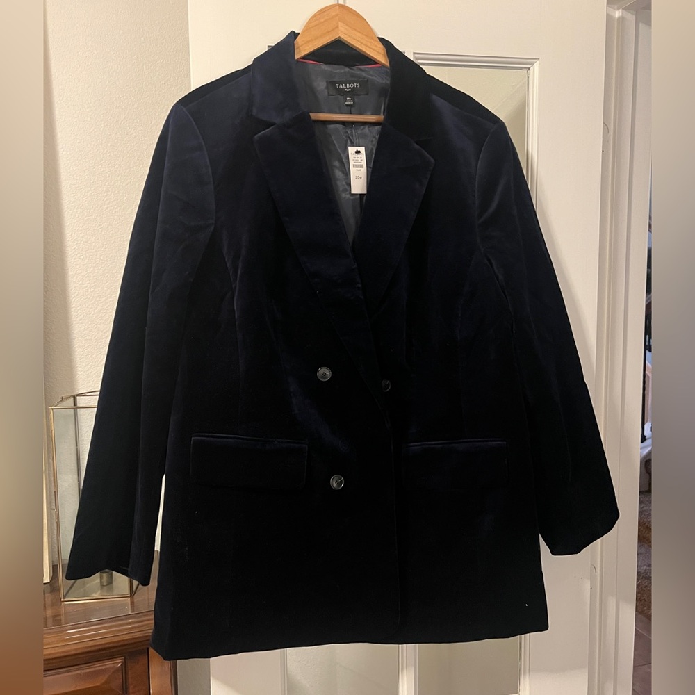 NWT Talbots Velvet Blazer Deep Navy